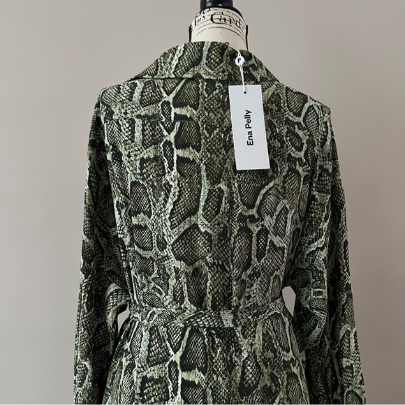 ENA PELLY green Python Utility belted maxi Shirt Dress 10 - Picture 7 of 10